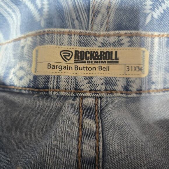 Rock & Roll Cowgirl Aztec Bargain Button Bell Bottom Wide Leg Jeans Western - Picture 4 of 5